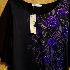 Women's black and purple top 1XL
